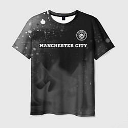 Футболка мужская Manchester City sport на темном фоне посередине, цвет: 3D-принт