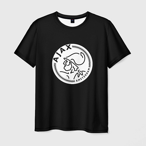 Мужская футболка Ajax fc белое лого / 3D-принт – фото 1