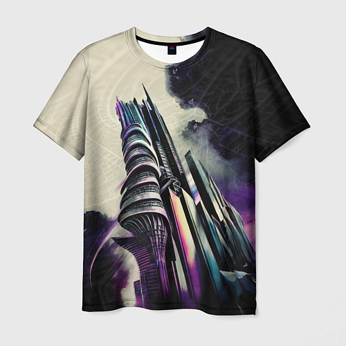 Мужская футболка Футуристичная башня / 3D-принт – фото 1