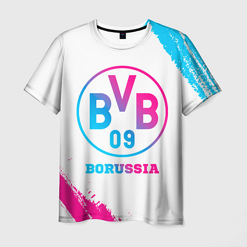 Мужская футболка Borussia neon gradient style / 3D-принт – фото 1