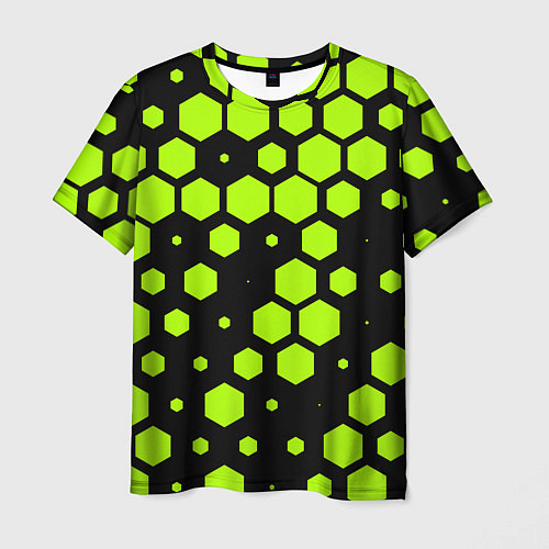 Мужская футболка Зеленые соты киберпанк / 3D-принт – фото 1