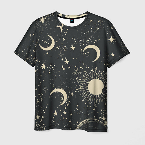 Мужская футболка Звёздная карта с лунами и солнцем / 3D-принт – фото 1