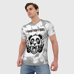 Футболка мужская Foo Fighters рок панда на светлом фоне, цвет: 3D-принт — фото 2