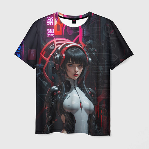 Мужская футболка Девушка в углепластиковой бороне / 3D-принт – фото 1