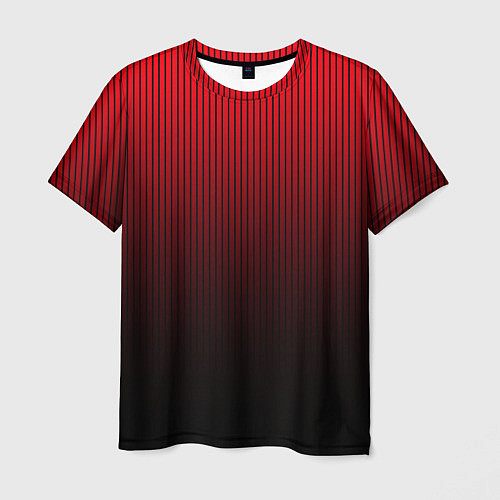 Мужская футболка Красно-чёрный градиент в полоску / 3D-принт – фото 1