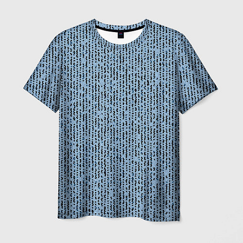 Мужская футболка Голубой с чёрным мелкая мозаика / 3D-принт – фото 1