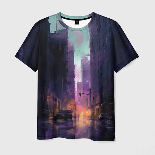 Мужская футболка Сумрачная улица / 3D-принт – фото 1