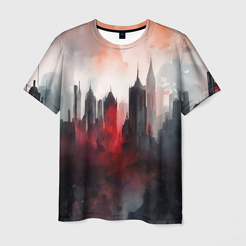 Мужская футболка Акварельные небоскребы / 3D-принт – фото 1