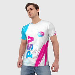 Футболка мужская PSV neon gradient style вертикально, цвет: 3D-принт — фото 2