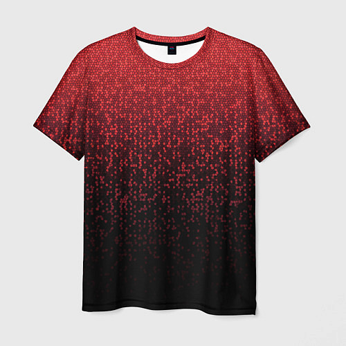 Мужская футболка Градиент мозаика красно-чёрный / 3D-принт – фото 1