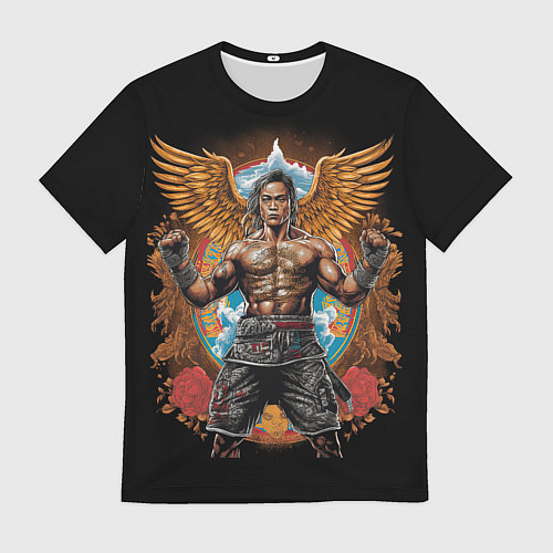 Мужская футболка Муай-Тай боец с золотыми крыльями / 3D-принт – фото 1