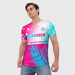 Футболка мужская Borussia neon gradient style посередине, цвет: 3D-принт — фото 2