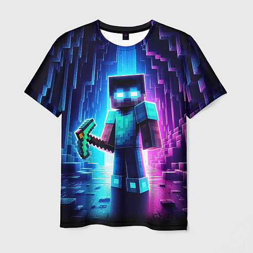 Мужская футболка Minecraft - neon character ai art / 3D-принт – фото 1