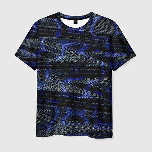Мужская футболка Темно синие карбоновые волны / 3D-принт – фото 1