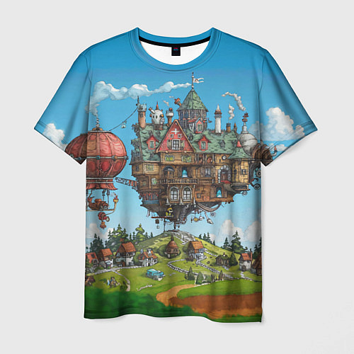 Мужская футболка Фантастический парящий дом / 3D-принт – фото 1