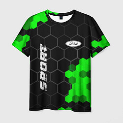 Футболка мужская Ford green sport hexagon, цвет: 3D-принт
