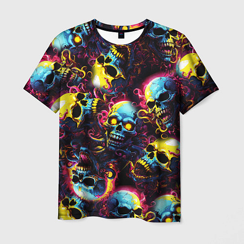 Мужская футболка Разноцветные черепушки с щупальцами / 3D-принт – фото 1