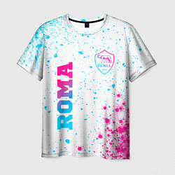 Мужская футболка Roma neon gradient style вертикально