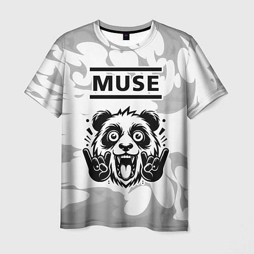 Мужская футболка Muse рок панда на светлом фоне / 3D-принт – фото 1