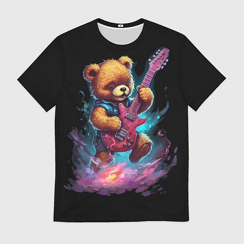 Мужская футболка Большой плюшевый медведь играет на гитаре / 3D-принт – фото 1