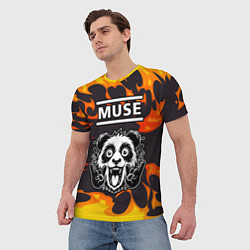 Футболка мужская Muse рок панда и огонь, цвет: 3D-принт — фото 2
