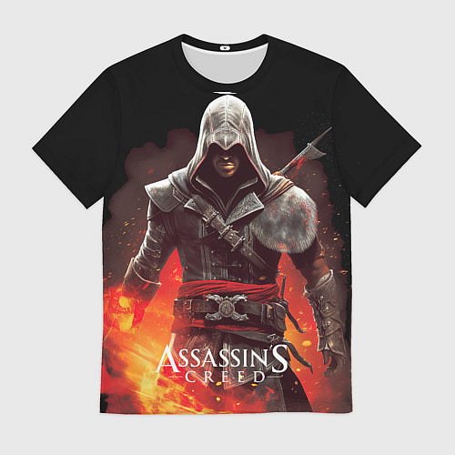 Мужская футболка Assassins creed огненный фон вокруг / 3D-принт – фото 1
