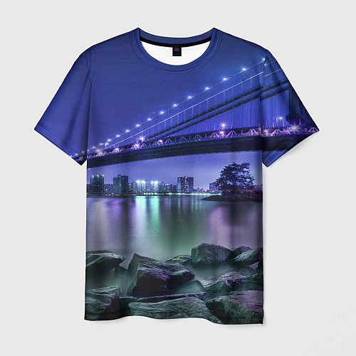 Мужская футболка Вечерняя Америка - мост / 3D-принт – фото 1