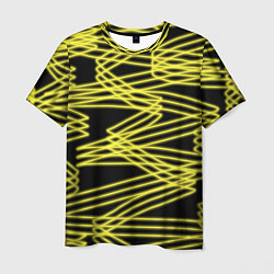 Футболка мужская Желтые светящиеся линии, цвет: 3D-принт