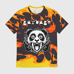 Футболка мужская Garbage рок панда и огонь, цвет: 3D-принт