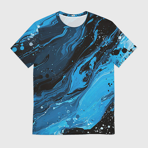 Мужская футболка Черно-синяя абстракция геометрическая / 3D-принт – фото 1