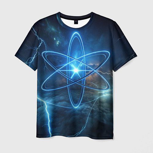 Мужская футболка Светящийся атом и молнии / 3D-принт – фото 1
