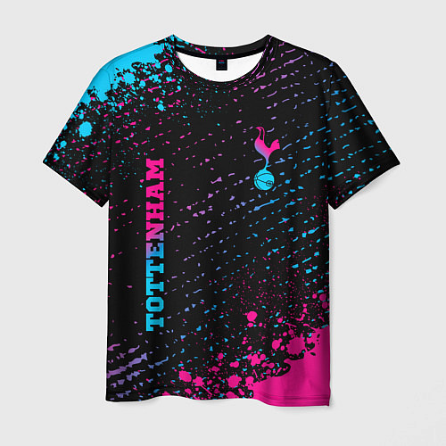 Мужская футболка Tottenham - neon gradient вертикально / 3D-принт – фото 1