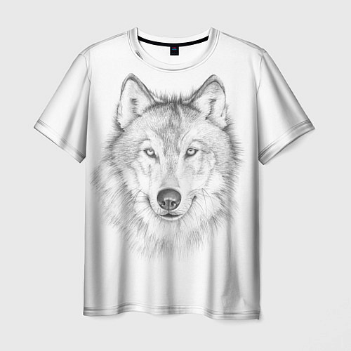 Мужская футболка Нарисованный волк зубами щёлк / 3D-принт – фото 1
