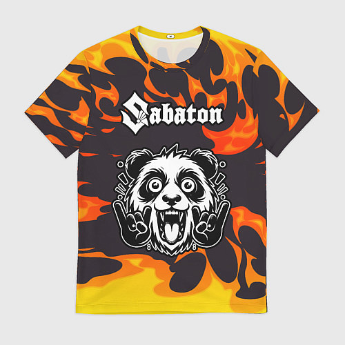Мужская футболка Sabaton рок панда и огонь / 3D-принт – фото 1