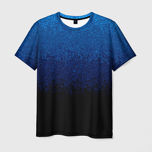 Мужская футболка Градиент сине-чёрный текстурный / 3D-принт – фото 1