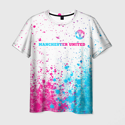 Мужская футболка Manchester United neon gradient style посередине / 3D-принт – фото 1