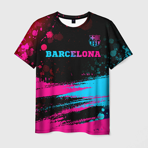 Мужская футболка Barcelona - neon gradient посередине / 3D-принт – фото 1
