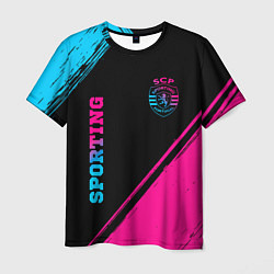 Футболка мужская Sporting - neon gradient вертикально, цвет: 3D-принт