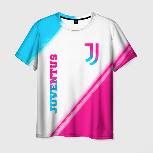 Мужская футболка Juventus neon gradient style вертикально / 3D-принт – фото 1