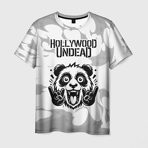 Мужская футболка Hollywood Undead рок панда на светлом фоне / 3D-принт – фото 1
