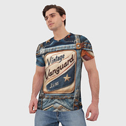 Футболка мужская Vintage vanguard jeans - patchwork, цвет: 3D-принт — фото 2