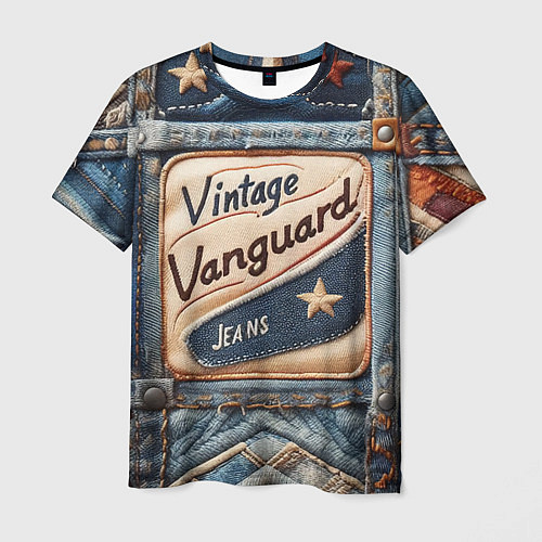 Мужская футболка Vintage vanguard jeans - patchwork / 3D-принт – фото 1