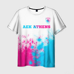 Футболка мужская AEK Athens neon gradient style посередине, цвет: 3D-принт