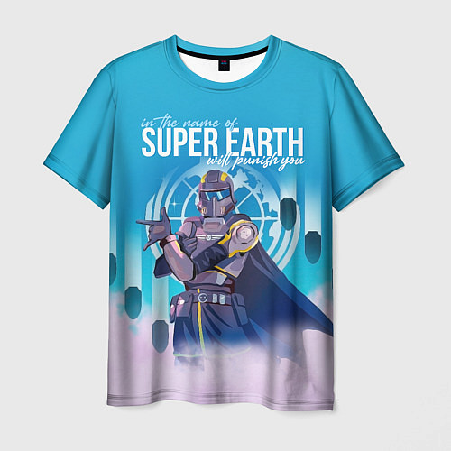 Мужская футболка In the name of super earth - Helldivers 2 / 3D-принт – фото 1