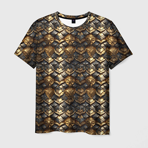 Мужская футболка Золотистая текстурная броня / 3D-принт – фото 1
