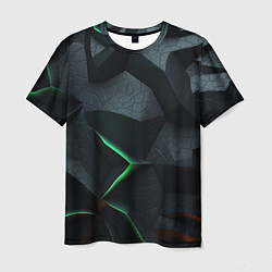 Мужская футболка Green dark abstract geometry style