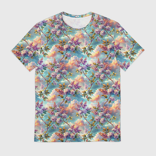 Мужская футболка Объемная сирень паттерн / 3D-принт – фото 1