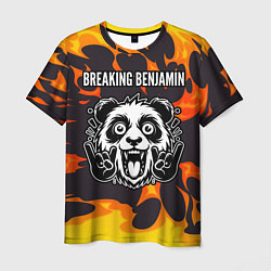 Футболка мужская Breaking Benjamin рок панда и огонь, цвет: 3D-принт