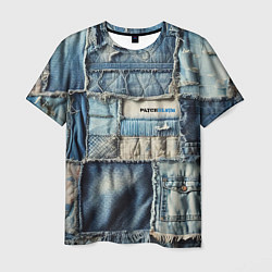 Футболка мужская Patchwork denim - vogue, цвет: 3D-принт