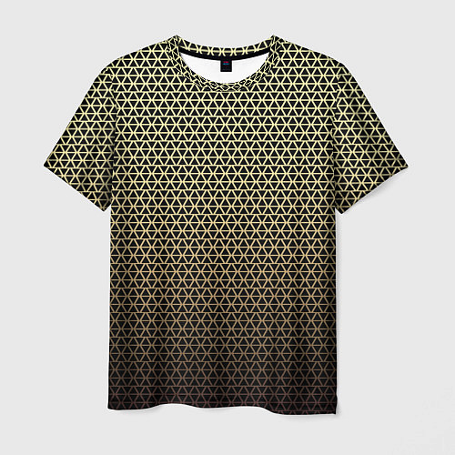 Мужская футболка Паттерн чёрно-бежевый треугольники / 3D-принт – фото 1